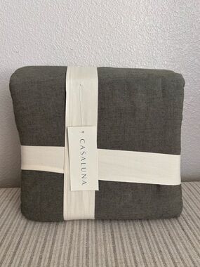 Casaluna Slate Gray Duvet Cover with Cream Accent